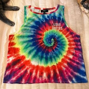 Pride rainbow tie-dye tank top, size small and only worn once